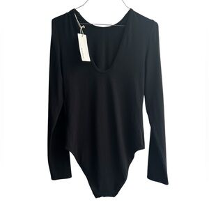 Richer Poorer Black Soft Stretch Modal Shirred Bodysuit Size L